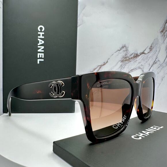 New CHANEL Sunglasses Brown Butterfly Gold Polarized Brown Lens